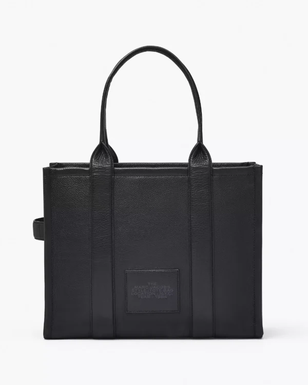 THE Marc Jacobs LEATHER LARGE TOTE BAG Black - Image 3