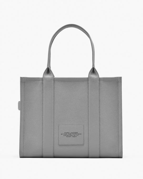 THE Marc Jacobs LEATHER LARGE TOTE BAG Wolf Grey - Image 3