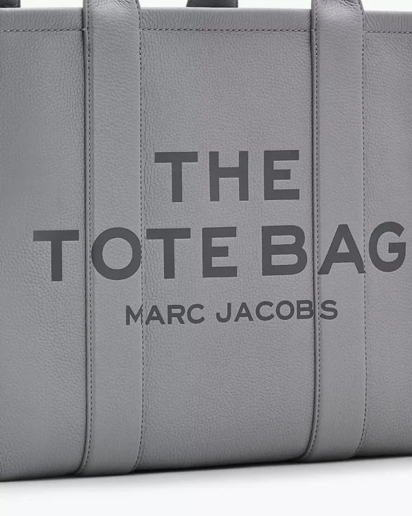 THE Marc Jacobs LEATHER LARGE TOTE BAG Wolf Grey - Image 5