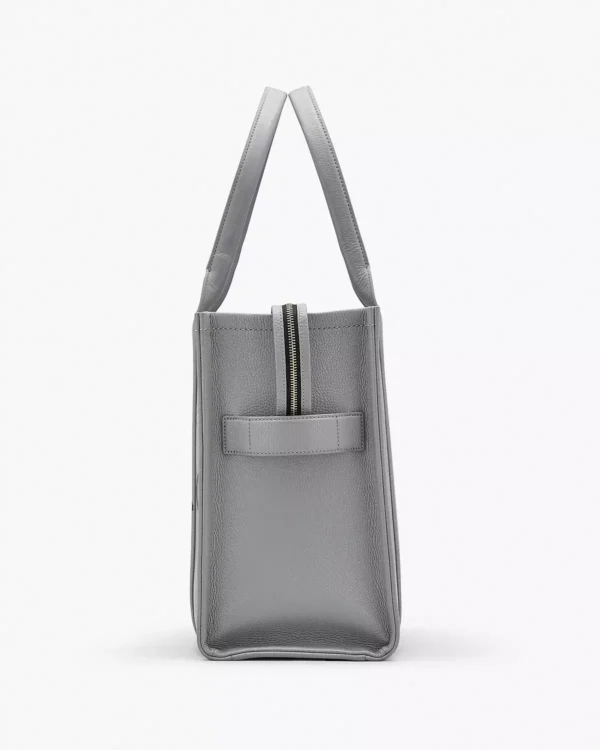 THE Marc Jacobs LEATHER LARGE TOTE BAG Wolf Grey - Image 6