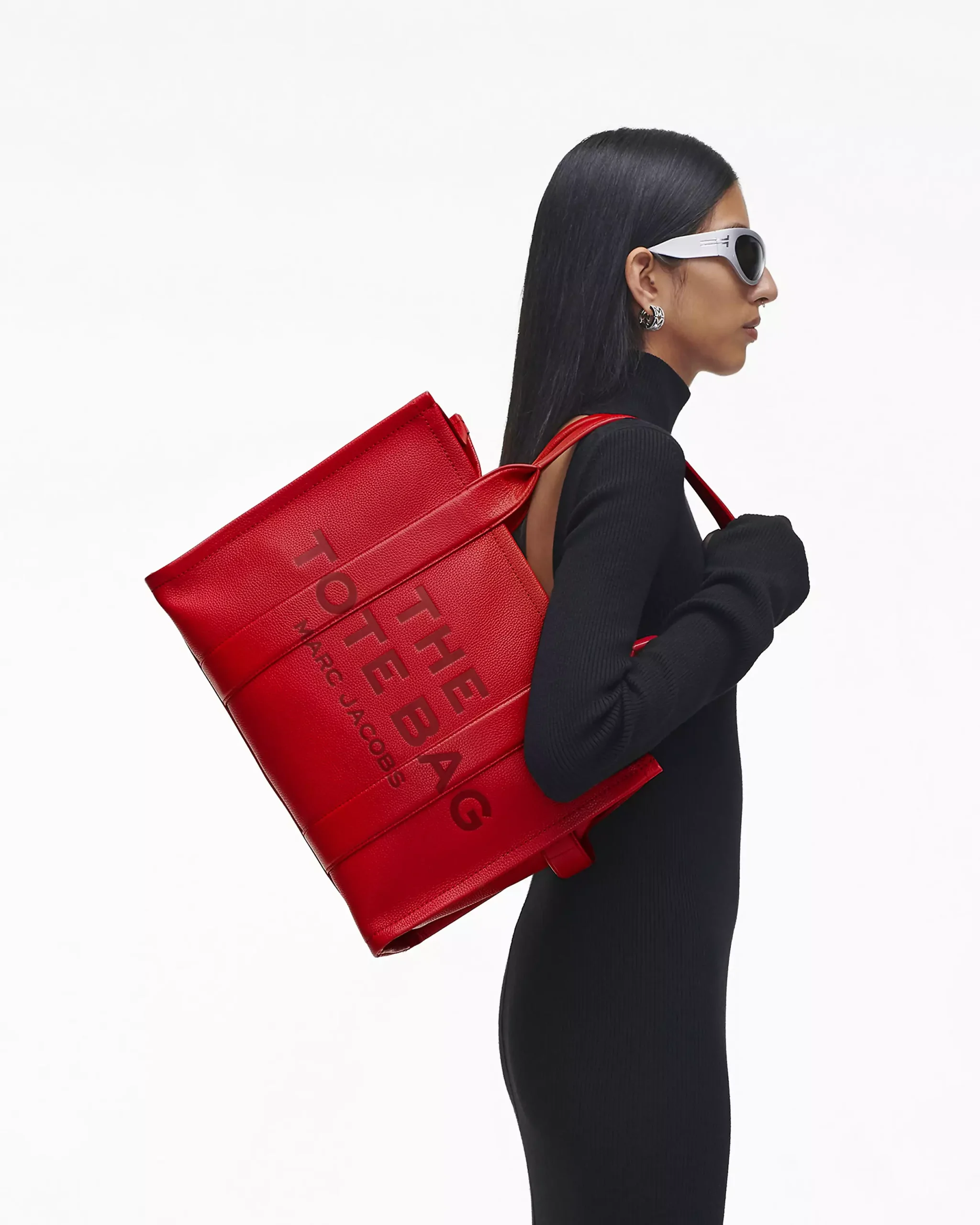 THE Marc Jacobs LEATHER LARGE TOTE BAG True Red - Image 2