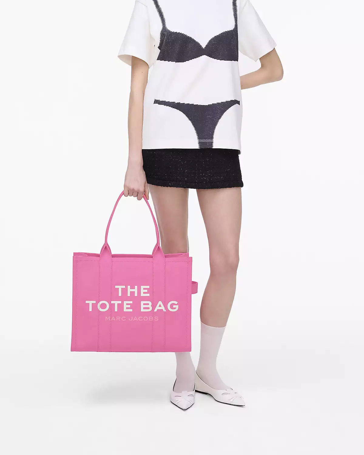 THE Marc Jacobs CANVAS LARGE TOTE BAG Bow Pink - Image 7