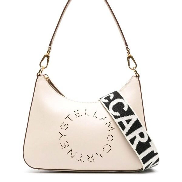 Stella McCartney Logo Crossbody Shoulder Bag Light beige