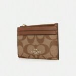 Coach Mini Skinny Id Case signature canvas/Gold khaki Saddle