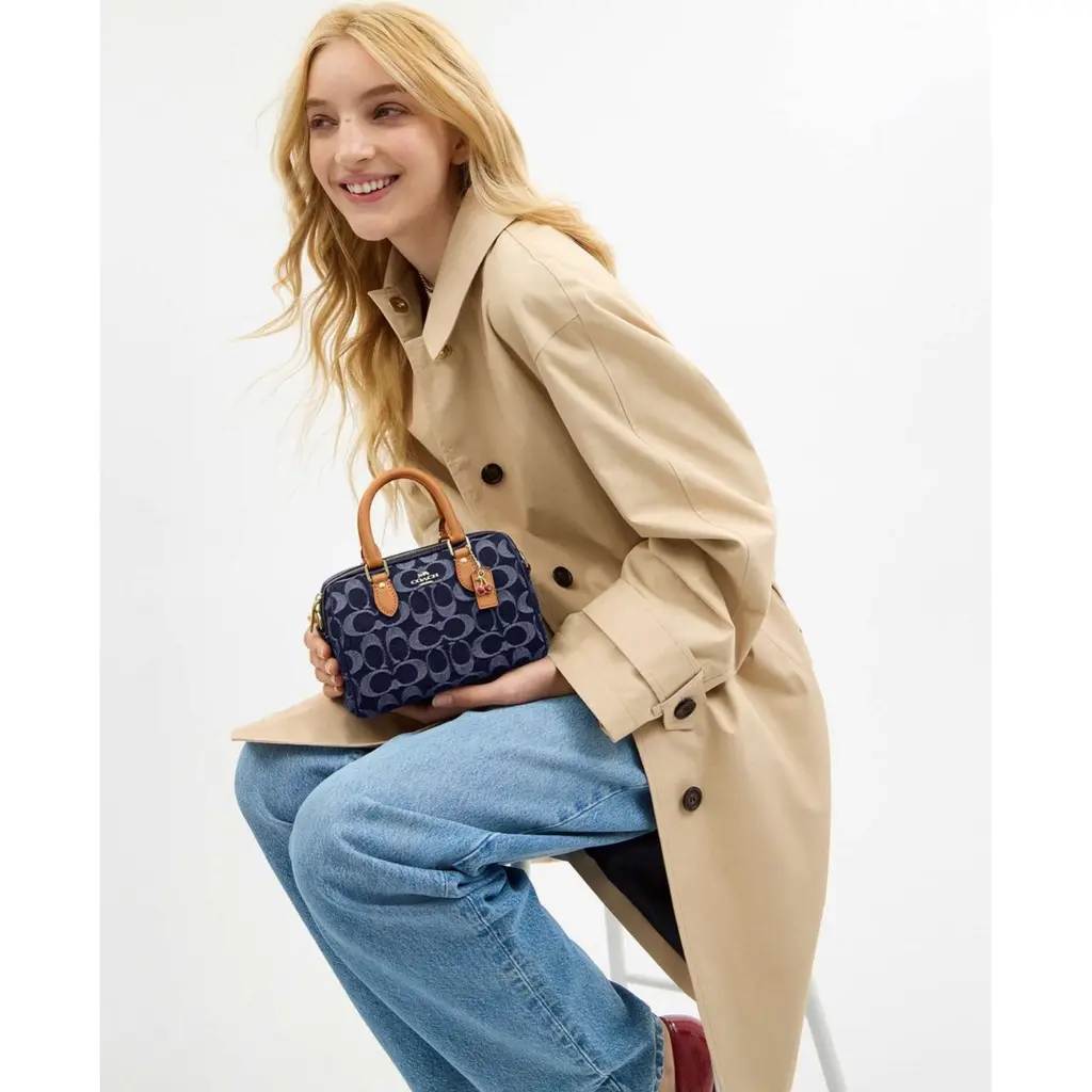 Coach Mini Rowan Crossbody In Signature Canvas chambray Brown - Image 5