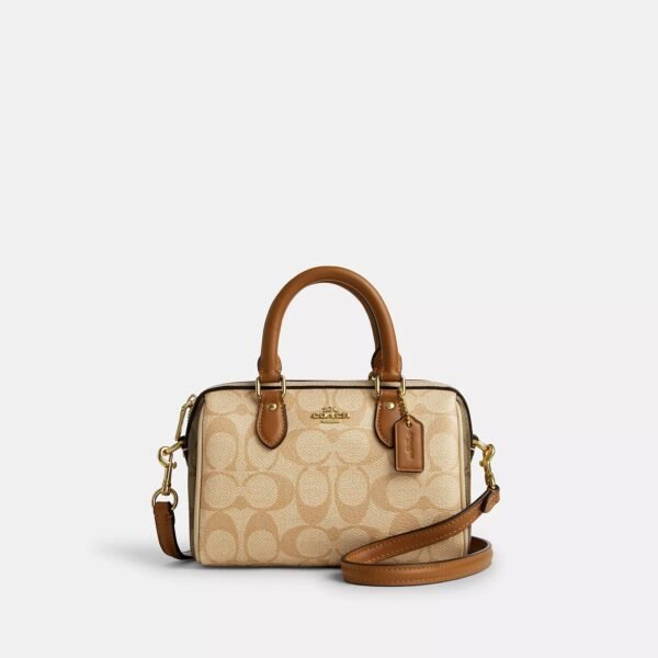 Coach Mini Rowan Crossbody In Signature Canvas sand saddle