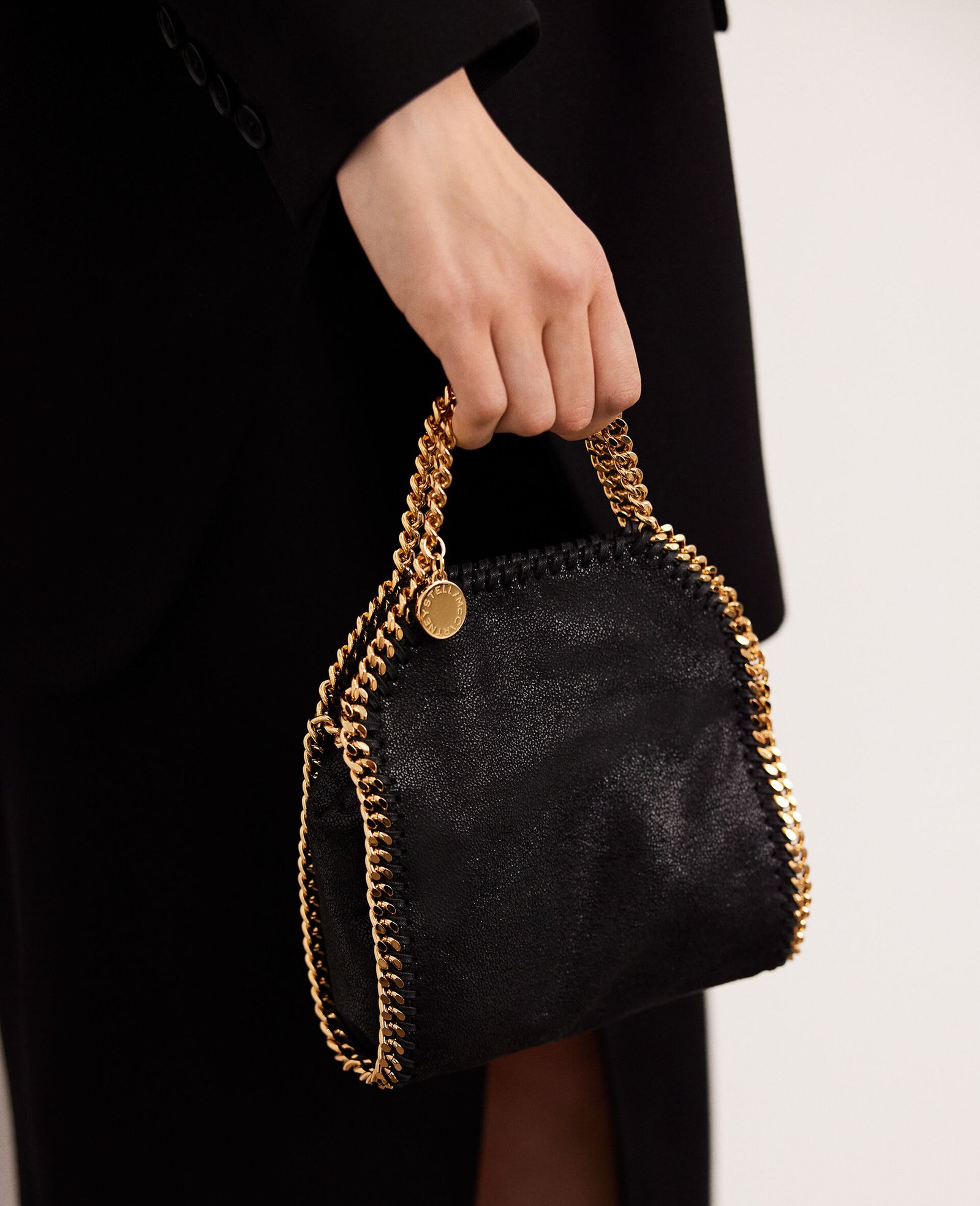 Stella McCartney Falabella Tiny Tote Bag Black Gold - Image 6