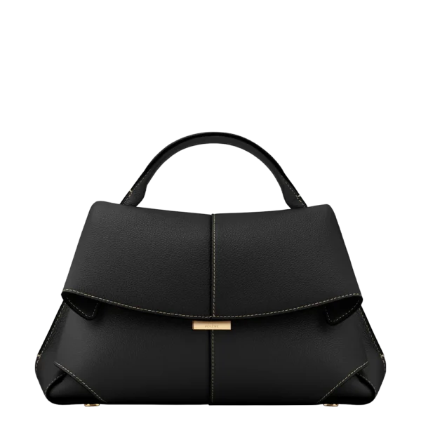 Polène Mokki Edition Textured Black with Ecru Stitching