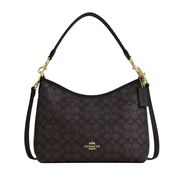 Coach Laurel Shoulder Bag In Signature Canvas Walnut Black