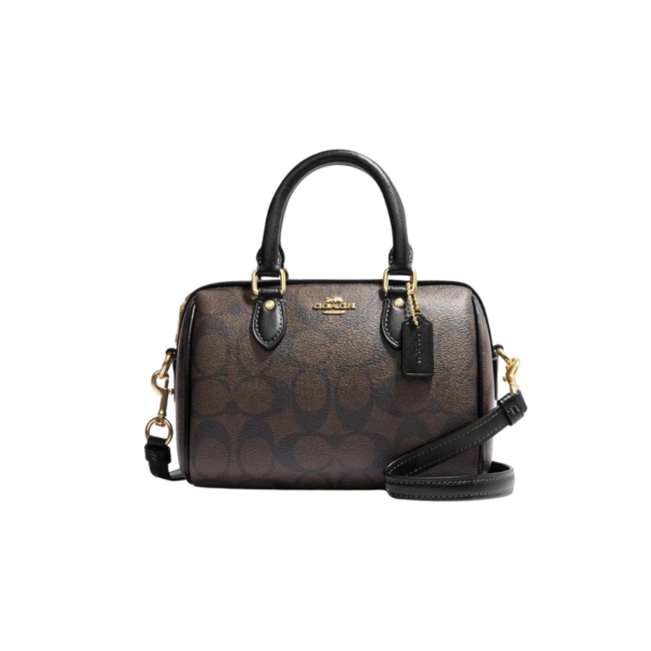 Coach Mini Rowan Crossbody In Signature Canvas Brown Black