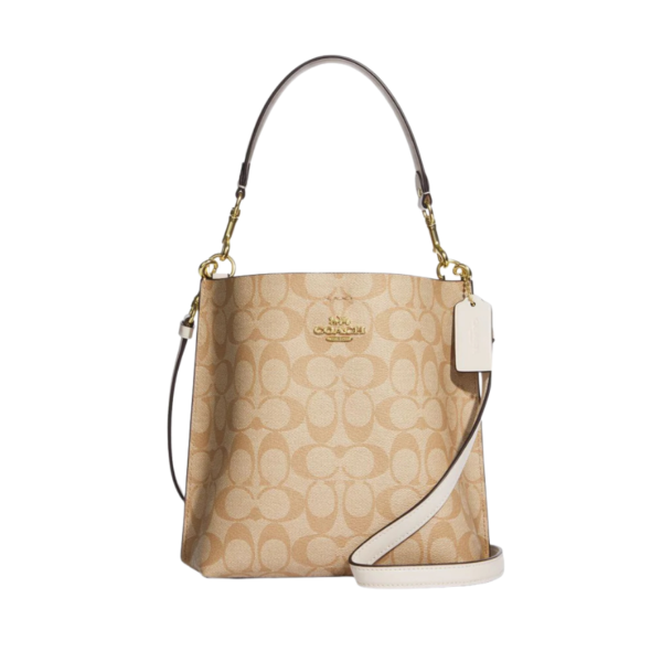 Coach Mollie Bucket Bag 22 In Signature Canvas Light Khaki Chalk