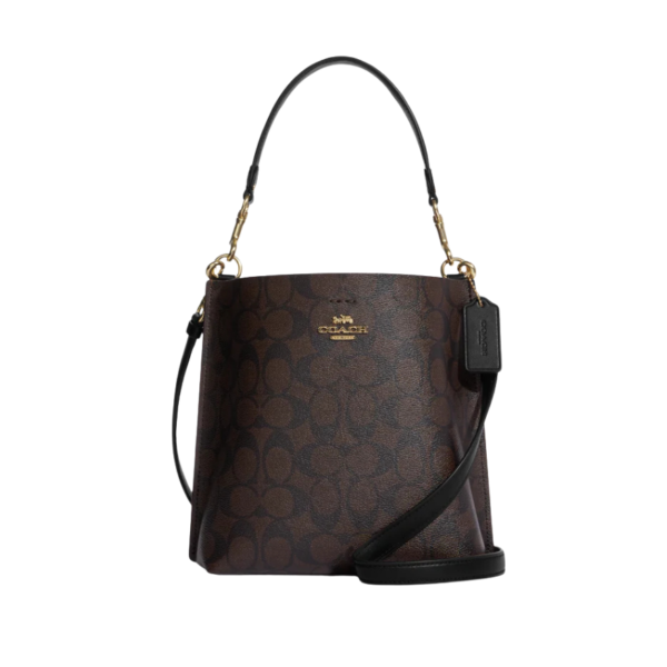 Coach Mollie Bucket Bag 22 In Signature Canvas Brown Black