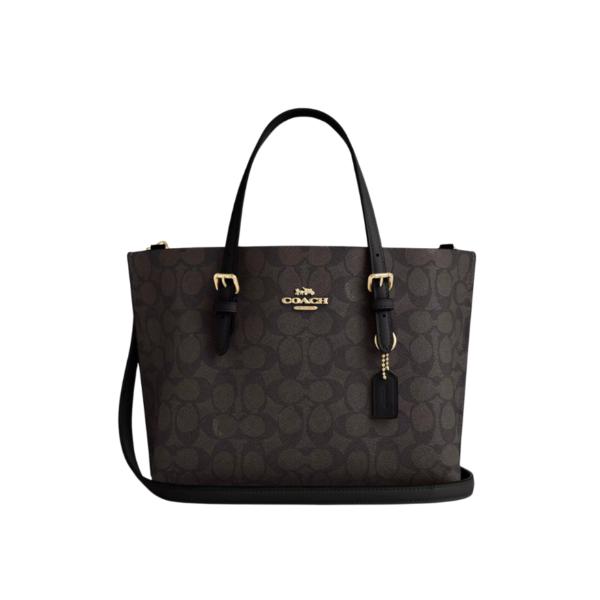 Coach Mollie Tote Bag 25 In Signature Canvas Walnut Black