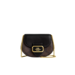 Coach Morgan Card Case On A Chain In Blocked Signature Canvas Walnut Black