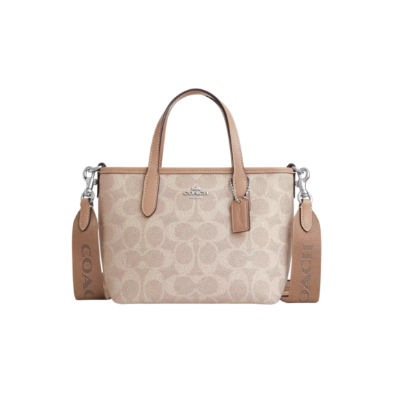 Coach City Mini Tote Bag In Signature Canvas Sand Taupe