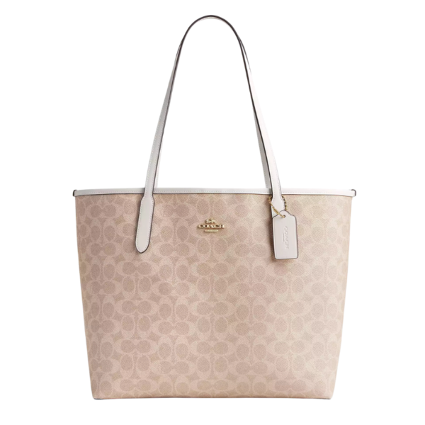 Coach City Tote Bag In Signature Canvas Sand Chalk