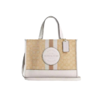 Coach Dempsey Carryall Bag In Signature Jacquard Chalk With Stripe And Coach Patch