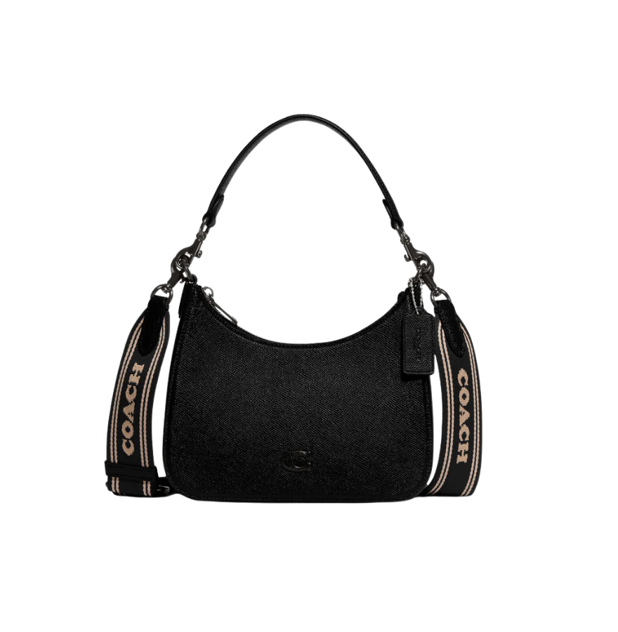 Coach Hobo Crossbody With Signature Canvas Black