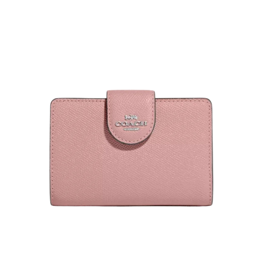 Coach Medium Corner Zip Wallet Silver/Petal Pink