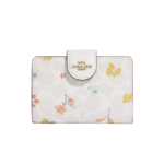 Coach Medium Corner Zip Wallet In Signature Canvas With Mystical Floral Print
