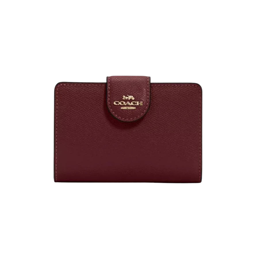 Coach Medium Corner Zip Wallet Gold/Mahogany