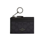 Coach Mini Skinny Id Case Signature Canvas/Gunmetal/Charcoal/Black