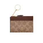 Coach Mini Skinny Id Case signature canvas/Gold/Tan/Brown