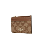 Coach Mini Skinny Id Case signature canvas/Gold khaki Saddle