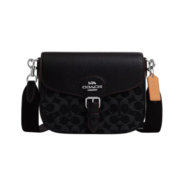 Coach Amelia Saddle Bag Leather In Signature Denim