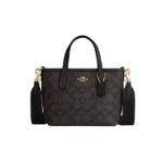Coach City Mini Tote Bag In Signature Canvas Walnut Black