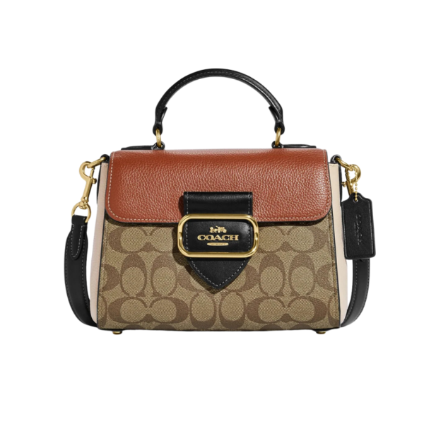 Coach morgan top handle satchel in colorblock signature canvas