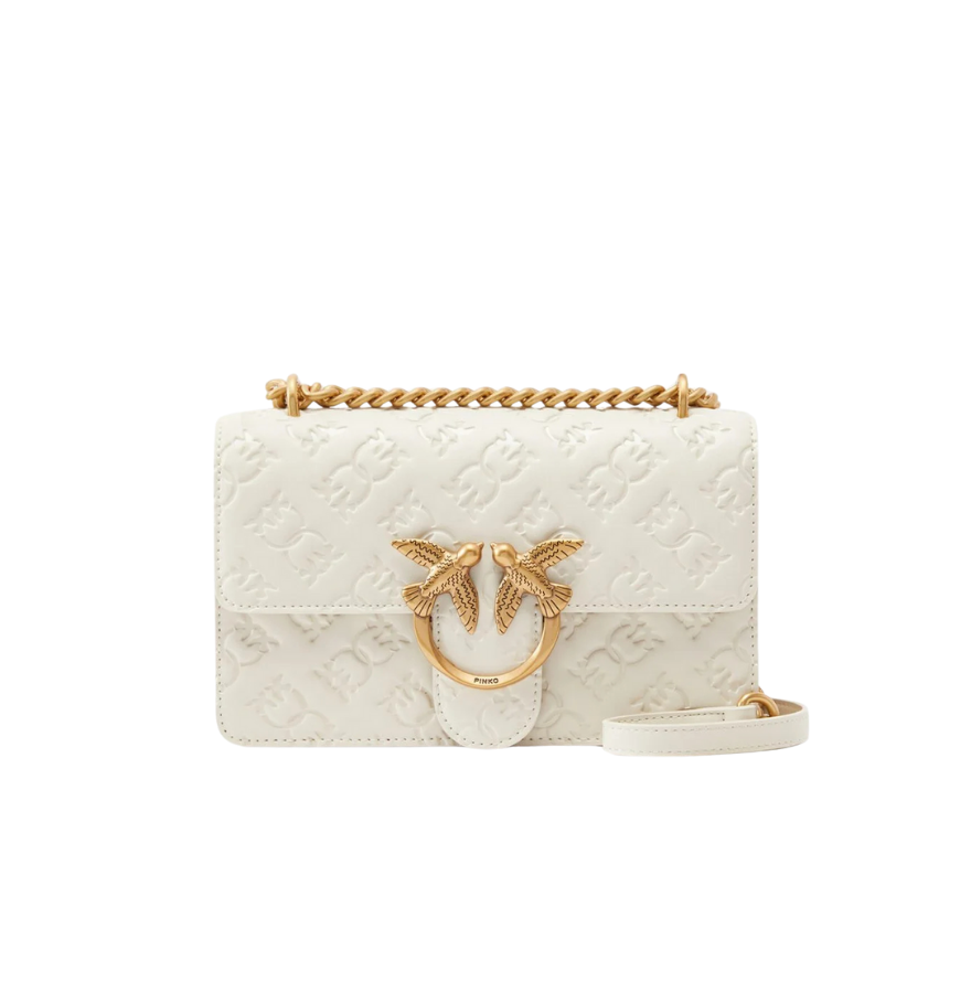 Pinko Love Bag mini crossbody bag with imprimé logo White