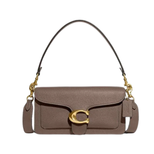 Tabby Shoulder Bag 26 refined pebble leather Dark Stone