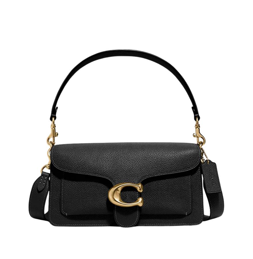 Tabby Shoulder Bag 26 refined pebble leather Black Gold