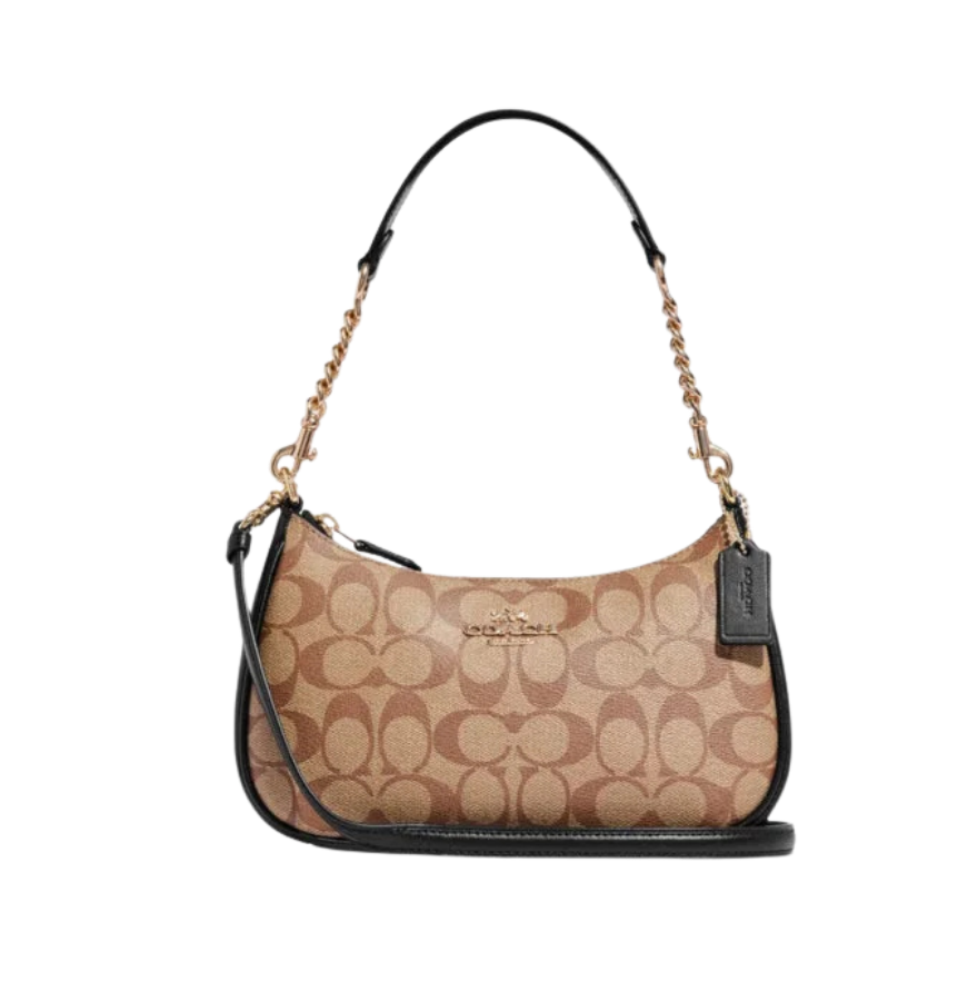 Teri Shoulder Bag In Signature Canvas Khaki Black