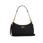 Teri Shoulder Bag In pebbled leather Gold Black