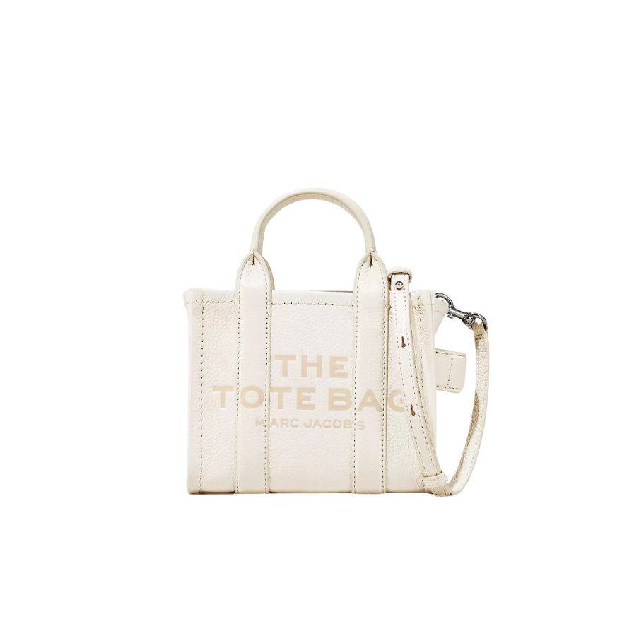 The Marc Jacobs Crossbody Tote Bag Leather Cotton Silver