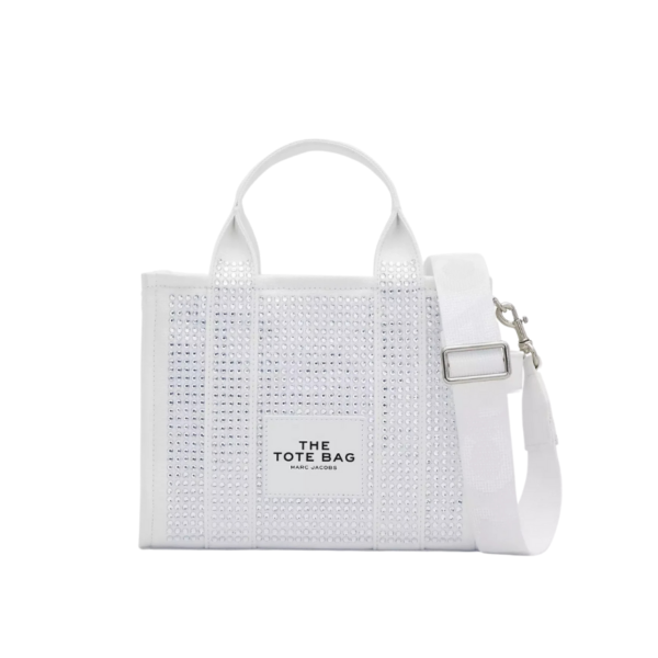 Marc Jacobs The Crystal Canvas Small Tote Bag white crystal