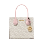 Mercer Medium Logo and Leather Accordion Crossbody Bag CREAM/ROSE