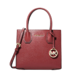 Michael Kors Mercer Medium Pebbled Leather Crossbody Bag DARK CHERRY