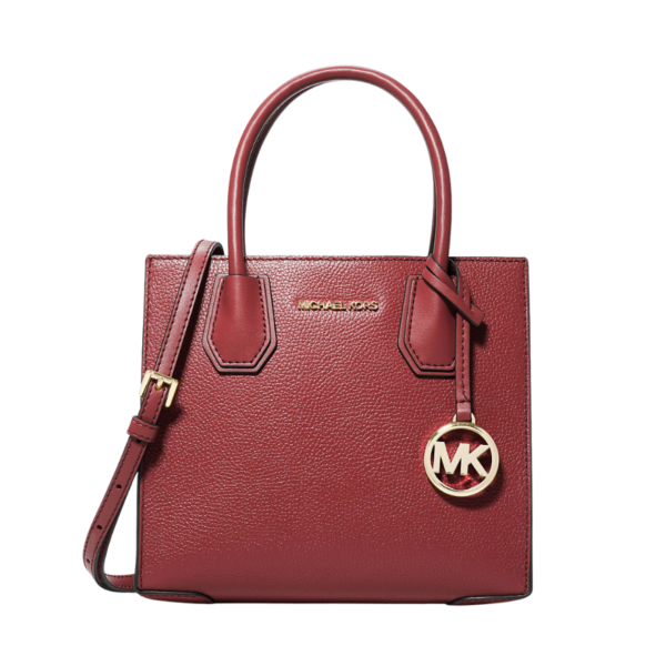 Michael Kors Mercer Medium Pebbled Leather Crossbody Bag DARK CHERRY