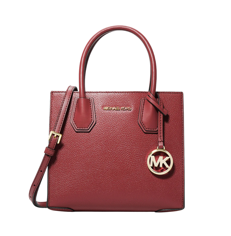 Michael Kors Mercer Medium Pebbled Leather Crossbody Bag DARK CHERRY