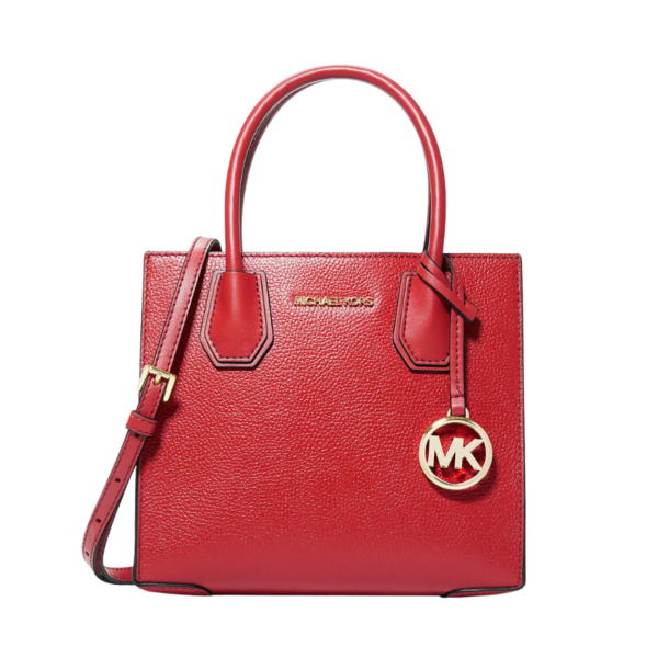 Michael Kors Mercer Medium Pebbled Leather Crossbody Bag BRIGHT RED