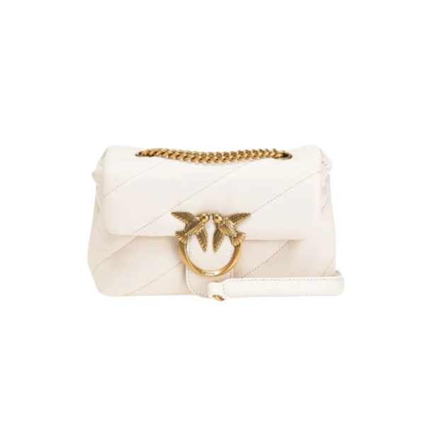 Mini Love Bag Puff Maxi Quilt WHITE+WHITE-ANTIQUE GOLD