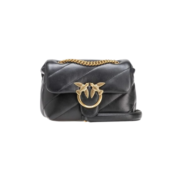 Mini Love Bag Puff Maxi Quilt BLACK-ANTIQUE GOLD