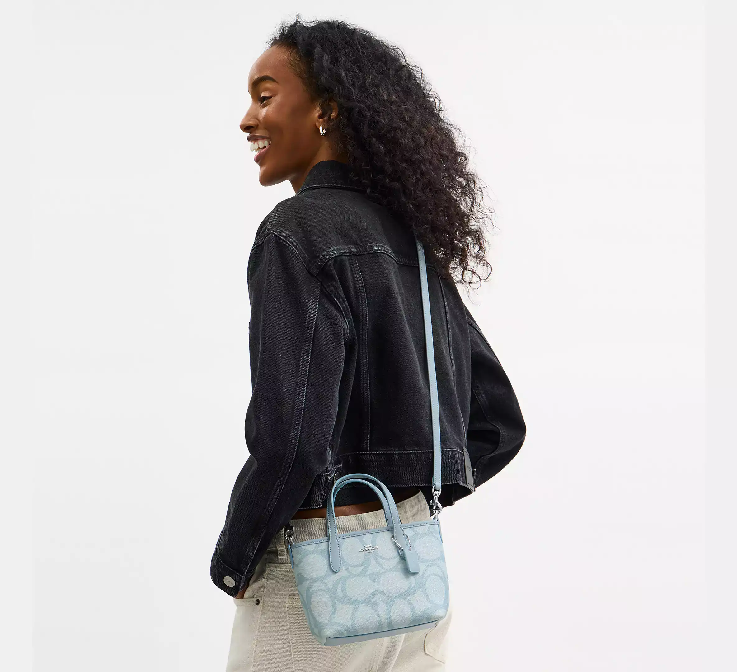 Coach City Mini Tote Bag In Signature Canvas Blue - Image 6