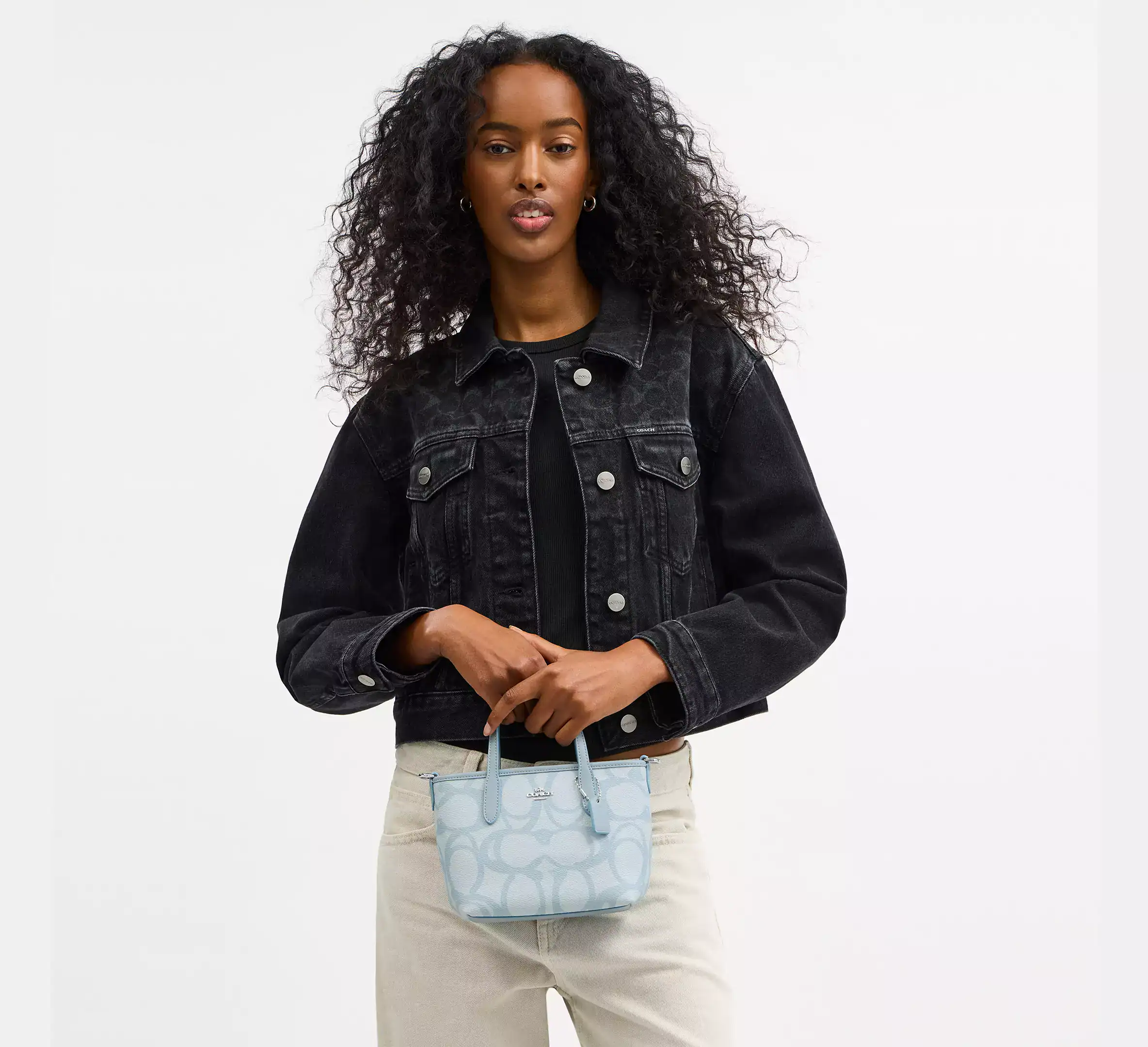 Coach City Mini Tote Bag In Signature Canvas Blue - Image 5