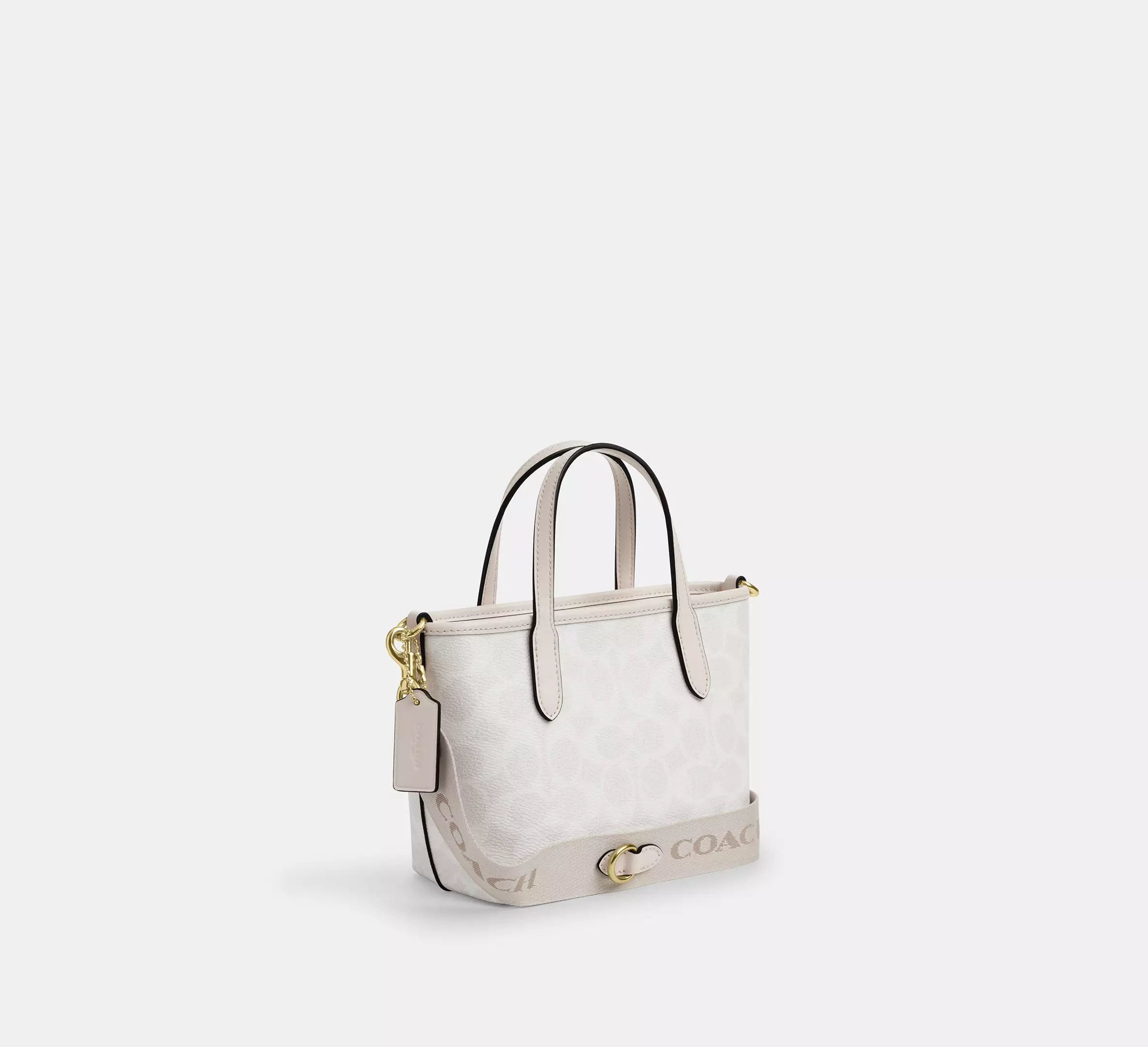 Coach City Mini Tote Bag In Signature Canvas White/Chalk - Image 3
