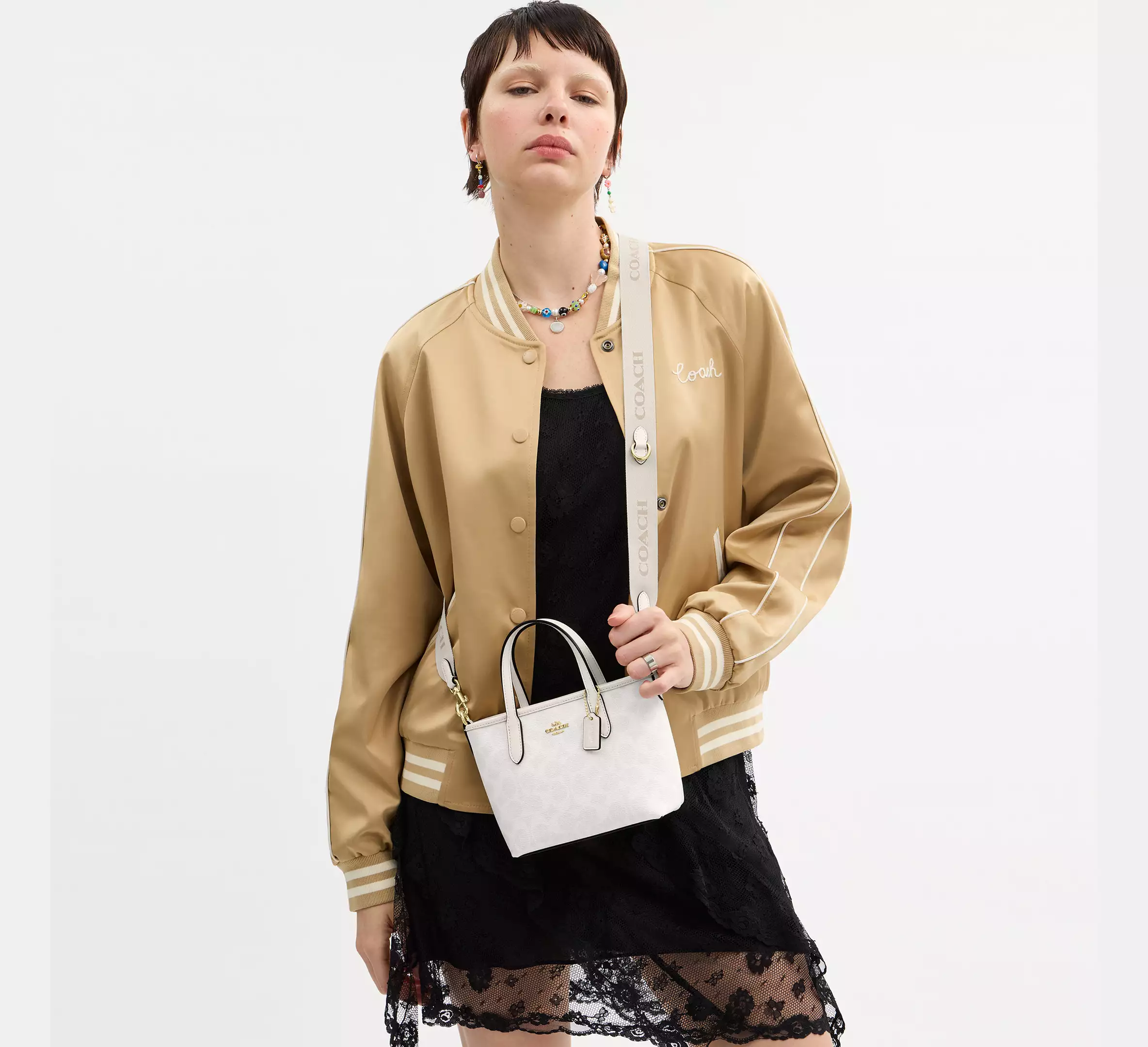 Coach City Mini Tote Bag In Signature Canvas White/Chalk - Image 5