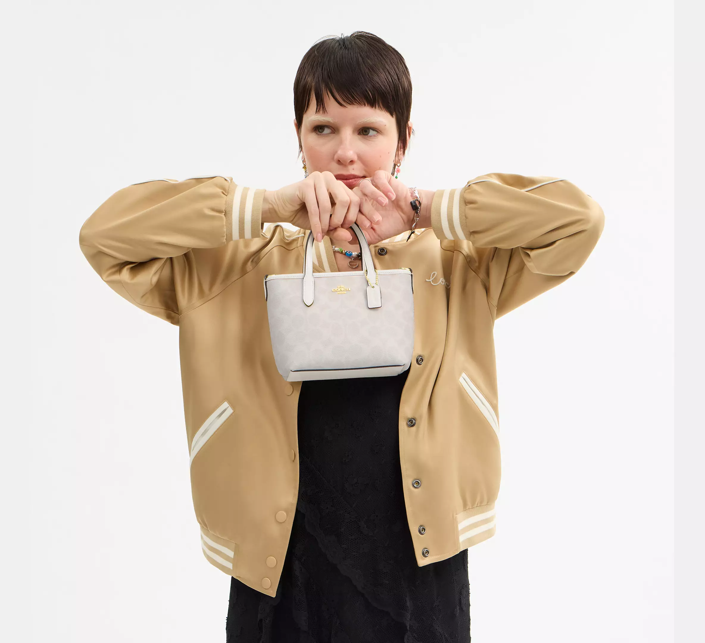 Coach City Mini Tote Bag In Signature Canvas White/Chalk - Image 4